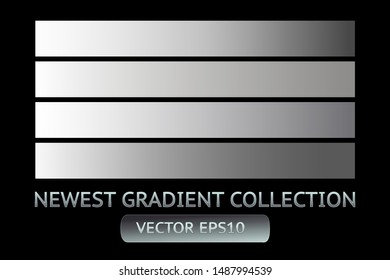 Silver metal gradient chrome scratched texture vector icon foil background set for banner, ribbon, label. Shine gray design collection. Elegant light effect seamless pattern template