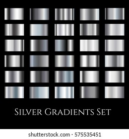 Silver Metal Gradient Set. Different Gradation Design Swatches Collection