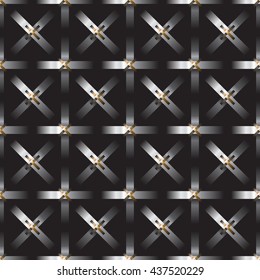 silver metal grid on black background