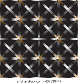 silver metal grid on black background