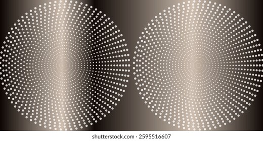 silver metal Halftone round frame. Golden luxury Halftone circle logo. Dots emblem. Dotted texture border. Vector illustration isolated on white background.