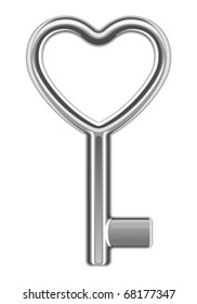 Ilustración vectorial de la llave del corazón plateada