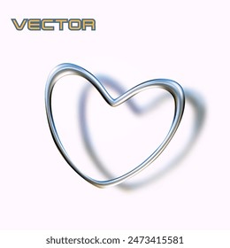 Silver metal heart shape with a shadow, isolated on pink background. Perfect for Valentines Day, love, and romantic designs.