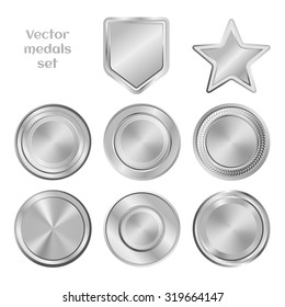 Medallas de plata o metal. Vector eps10.