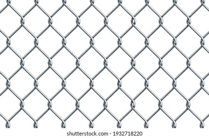 Silver metal mesh chain-link on a white background - Vector illustration