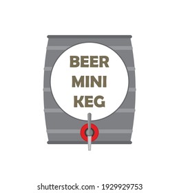 Silver Metal Mini Beer Keg With Tap. Vector Clipart. Illustration оn Blank White Background.