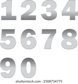 Silver Metal Number 1 to 10, one to ten number in Silver Color, Alphabet Number, Silver 1,2,3,4,5,6,7,8,9,0, numbers zero to nine in Silver, set of number collection