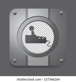 silver metal old game icon button