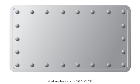 Silver Metal Plate With Rivets On Its Edge