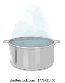 Silver Metal Pot Casserole Boiling Transparent Stock Vector (Royalty ...