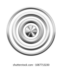 Silver metal rings, buttons, rivets or frames, aluminium, silver or steel design elements isolated on white, realistic metal rings or circles vector set