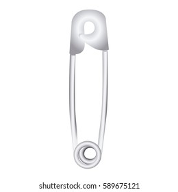 silver metal safety pin icon, vector illustraction design