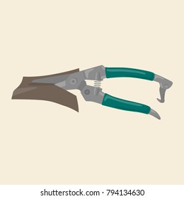 silver metal scissors cutting sheet metal vector illustration