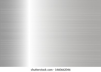Silver metal scratched chrome texture vector icon background. Shine gray brushed vector metallic gradient. Silver background texture for banner, ribbon, label. Grunge silver vintage
