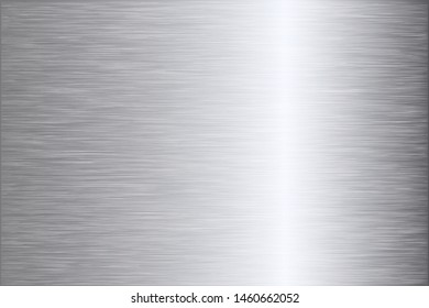 Silver metal scratched chrome texture vector icon background. Shine gray brushed vector metallic gradient. Silver background texture for banner, ribbon, label. Grunge silver vintage