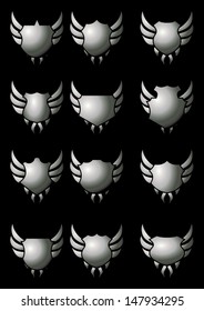 silver metal shield vector art
