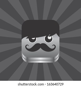 silver metal steel mustache guy portrait picture