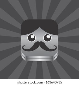 silver metal steel mustache guy portrait picture
