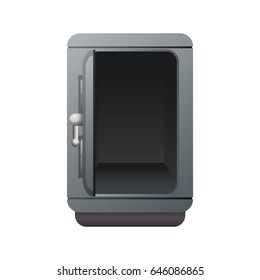 silver metal strong box open