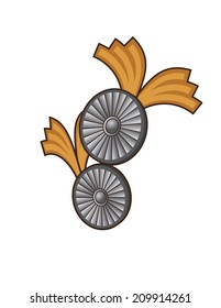 silver metal vector round turbine illustration with flaps and shadows steampunk decoration