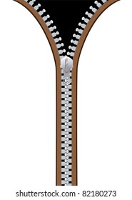Silver metal zip with white background