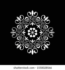 Silver Metallic Abstract Flower Mandala EPS 10