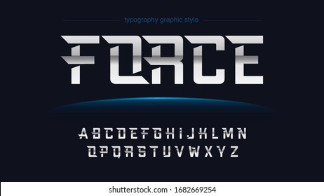 Silver Metallic Abstract Futuristic Sports Typography Artistic Text Effect