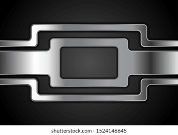 Silver metallic abstract technology background. Vector modern design