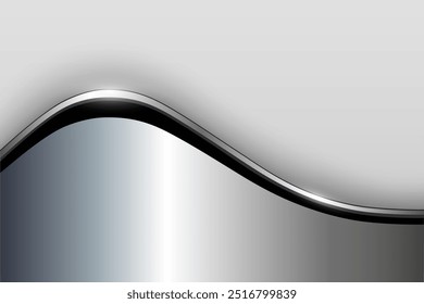 Fundo metálico de prata, fundo abstrato de metal ondulado 3d, ilustração vetorial.