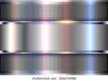 Silver metallic background, polished chrome and steel texture, 3D lustrous metal vector design.