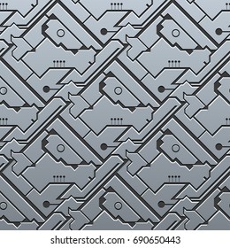 Silver metallic background with technological design