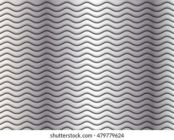 Silver metallic background with waves. Vector illustration