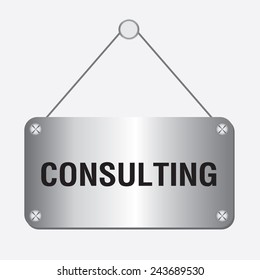 silver metallic consulting sign hanging on the wall 