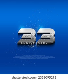 Silver metallic design number. 33rd anniversary celebration with elegant 3d design. Premium vector background for greeting and celebration.