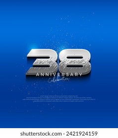 Silver metallic design number. 38th anniversary celebration with elegant 3d design. Premium vector background for greeting and celebration.