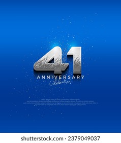 Silver metallic design number. 41st anniversary celebration with elegant 3d design. Premium vector background for greeting and celebration.