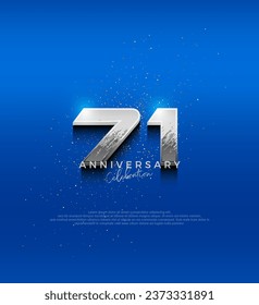 Silver metallic design number. 71st anniversary celebration with elegant 3d design. Premium vector background for greeting and celebration.