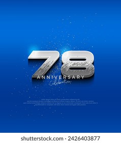 Silver metallic design number. 78th anniversary celebration with elegant 3d design. Premium vector background for greeting and celebration.