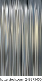 Silver metallic fabric stage curtain background. Luxury grey smooth and soft drapery material surface.Realistic vector illustration