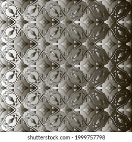 Silver metallic gradient with repeat Pattern . Abstract metallic background.