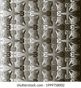 Silver metallic gradient with repeat Pattern . Abstract metallic background.