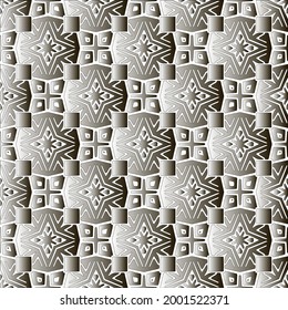 Silver metallic gradient with repeat Pattern . Abstract metallic background.
