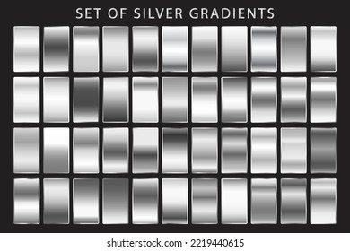 Silver Metallic Gradients  Premium Silver Swatches Collection Flat Vector