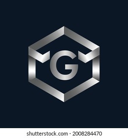 Silver Metallic Letter G Logo Template.  Metallic Logo Design for Letter G.