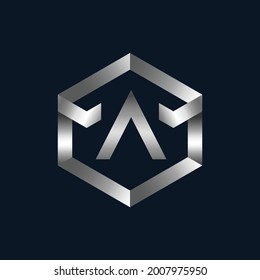 Letra metálica plateada A Plantilla de logotipo.  Diseño de logotipo metálico para la letra A.