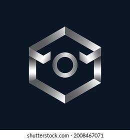 Silver Metallic Letter O Logo Template.  Metallic Logo Design for Letter O.