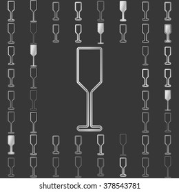 Silver metallic line bar icon design set