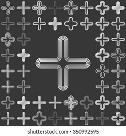 Silver metallic line plus icon design set