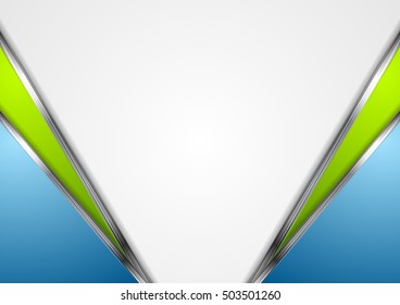 Silver metallic lines, abstract blue green tech background. Bright vector graphic design with metal stripes