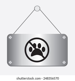 silver metallic no dog paw sign hanging on the wall